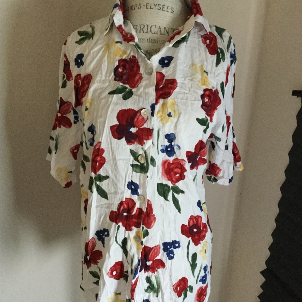 Women’s floral top vintage large/ XL shirt - Picture 2 of 2